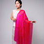 100% Mulberry Silk Scarf, Hot Pink With Red Stripes In Gift Box, thumbnail 3 of 10