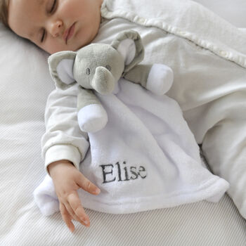 Personalised Blue Elephant Motif Blanket And Comforter, 5 of 10