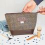 Harris Tweed And Leather Personalised Wash Bag Valentine's Day Gift For Him, thumbnail 1 of 12