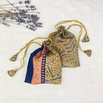 Fair Trade Recycled Sari Fabric Refillable Lavender Bag, 4 of 12