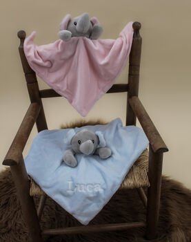 Embroidered Baby Blue Elephant Comforter, 4 of 10