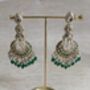Meenakari Green Gold Plated Dangle Indian Earrings, thumbnail 3 of 8