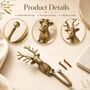 Vintage Brass Deer Wall Hooks Set Of Two, thumbnail 4 of 9
