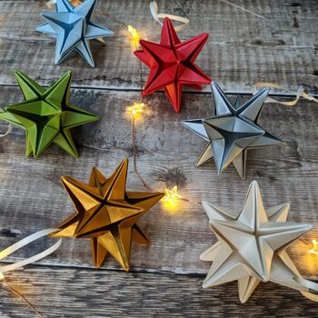 Origami Paper Star Bauble In Neutrals, 5 of 6