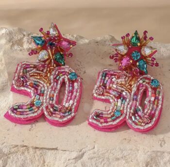 Handcrafted Beaded Birthday Number Drop Earrings, 3 of 4