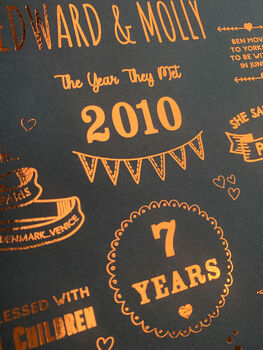 7th Copper Anniversary 'Story Of Us' Foiled Print, 7 of 11