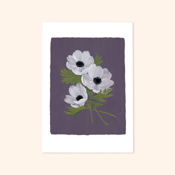 Illustrated Purple Flower Print Anemone, Unframed, 2 of 2