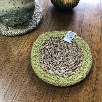 Respiin Set Of Six Seagrass And Jute Coasters Brights, 8 of 11