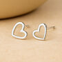 Sterling Silver Open Heart Stud Earrings, thumbnail 9 of 10