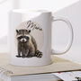 Personalised Name Painted Racoon Office Gift Mug, thumbnail 1 of 4