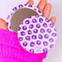 Pink And Purple Leopard Print Pocket Mirror With Pouch, thumbnail 3 of 7