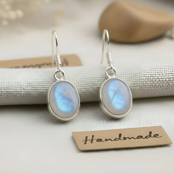 Handmade Moonstone Drop Earrings In Sterling Silver, 3 of 4