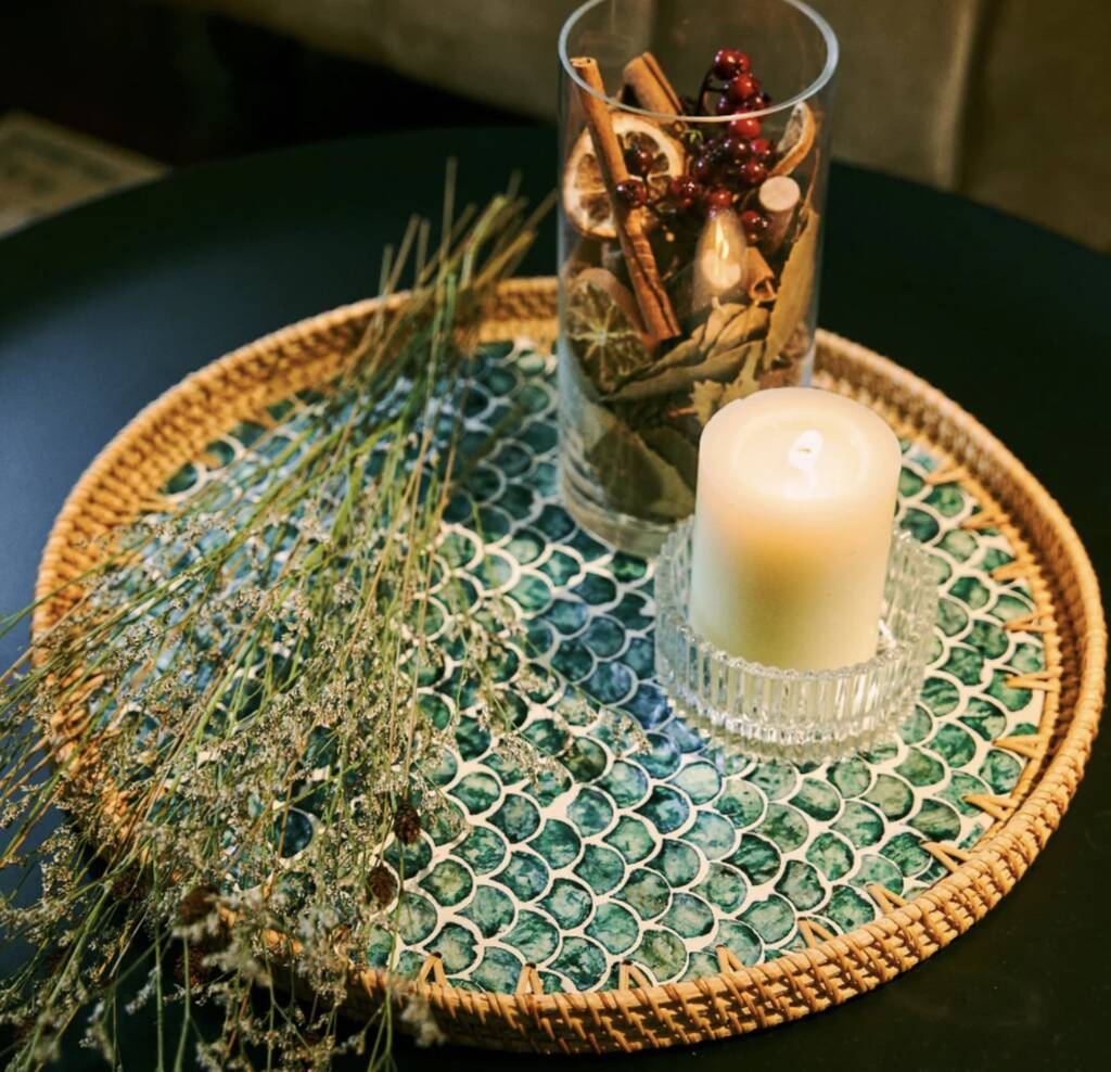 Boho Carbis Rattan Tray – Handmade Eco Friendly Home Decor, 1 of 5