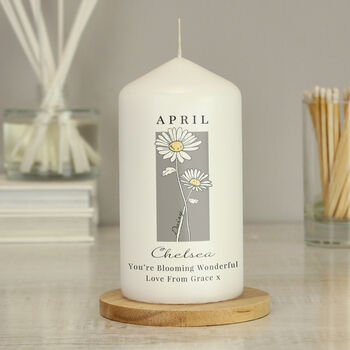 Personalised Birth Flower Pillar Candle, 2 of 12