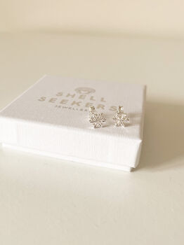 Sterling Silver Snowflake Stud Earrings, 6 of 7