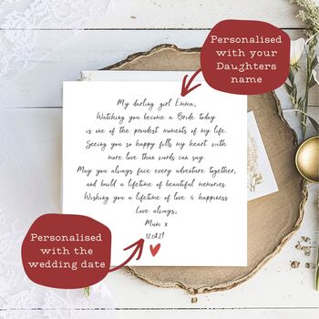 To Daughter On Her Wedding Day Card From Mum, 2 of 5