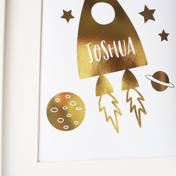 Personalised Gold Foil Rocket Print, 4 of 4
