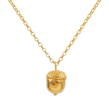 Little Acorn Necklace In Gold Plated Silver, 4 of 4