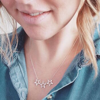 Triple Star Necklace. Handmade In Sterling Silver, 2 of 5