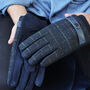 Personalised Men's Check Merino Wool Gloves With Straps, thumbnail 2 of 12