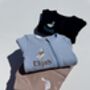 Goose Personalised Baby Zip Sleepsuit – Embroidered Baby Grow With Name – Bunny , Teddy Bear Or Goose, thumbnail 1 of 12