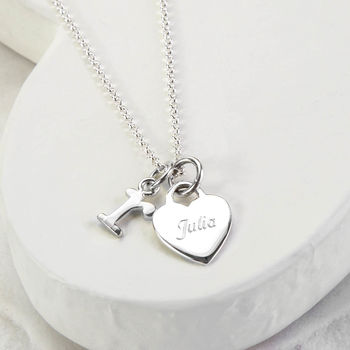 Sterling Silver Engravable Heart Necklace, 2 of 5
