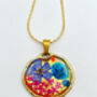 Gold Dangling Earrings With Blue Flowers, thumbnail 4 of 9