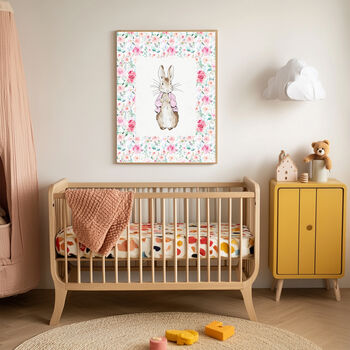 Bunny Rabbit Vintage Pink Art Print, 3 of 3