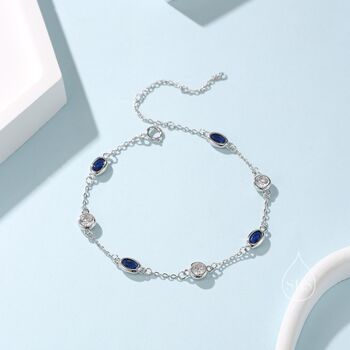 Sapphire Blue And Clear Cz Bracelet, 2 of 11