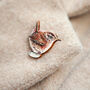 Inky Wren Eco Wooden Pin Brooch, thumbnail 2 of 7