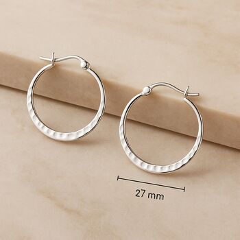 Sterling Silver Hammered Hoop Earrings, 8 of 8