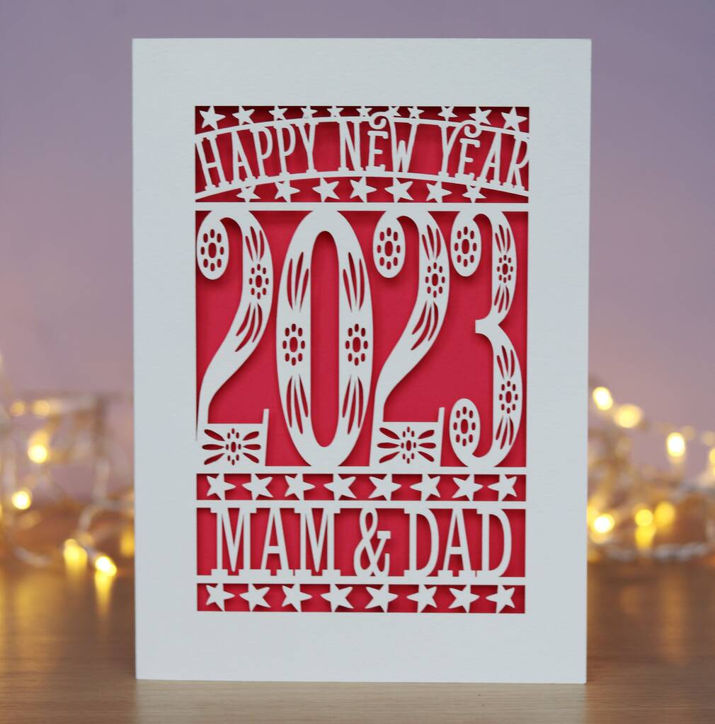 Personalised Papercut Happy New Year Card A5, 1 of 11