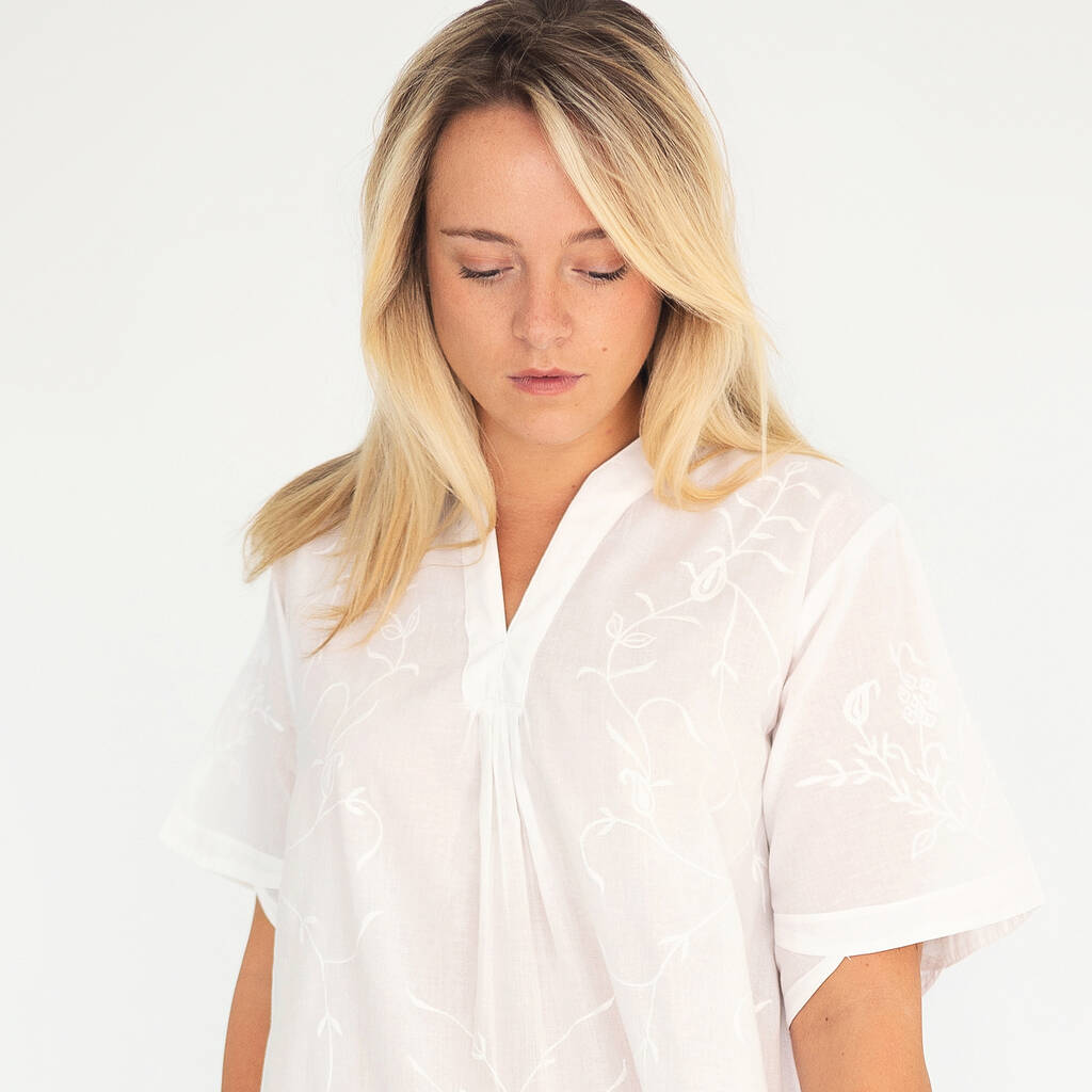 White Cotton Short Sleeve Nightdress Polly, 1 of 4