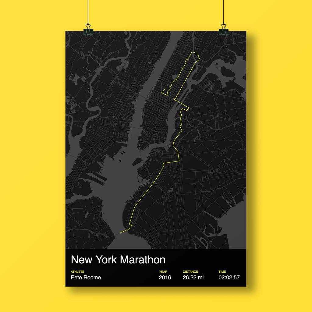 personalised new york marathon map print by sisu | notonthehighstreet.com