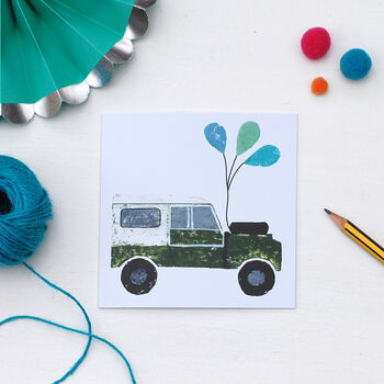 Land Rover With Balloons Birthday Card, 2 of 2