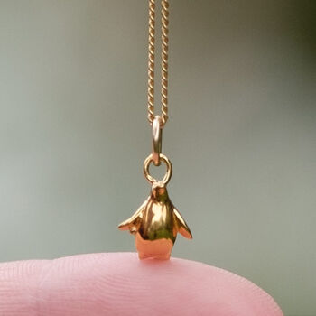 Tiny Penguin Charm Necklace Gold Vermeil, 3 of 8