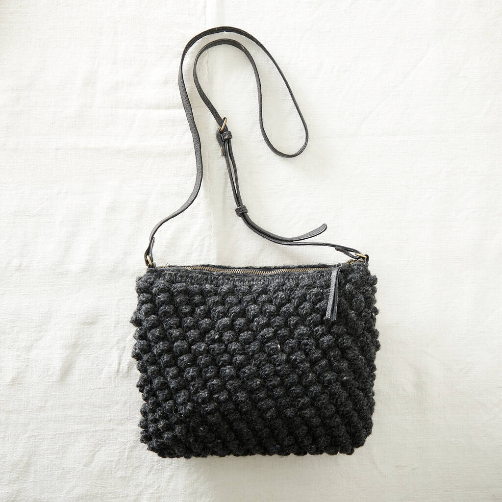 Fair Trade Knit Wool Crochet Bobble Cross Body Handbag By AURA QUE ...