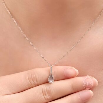 Tennis Racket Pendant Necklace In Sterling Silver, 2 of 10
