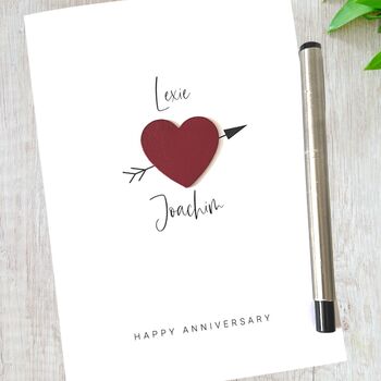 Personalised Wedding Anniversary Card Cupid's Bow, 3 of 6