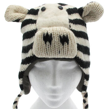 Zebra Hand Knitted Woollen Animal Hat, 2 of 4