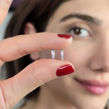 Alexandrite June Birthstone Small Silver Huggie Hoops, 3 of 5