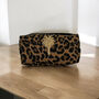 Leopard Print Make Up Bag With Gold Palm Brooch, thumbnail 1 of 5