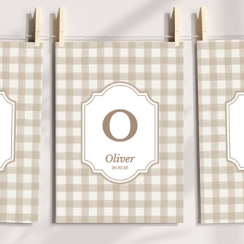 Personalised Beige Gingham Art Print, 2 of 5