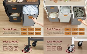 Laundry Sorter Cart With Removable Liners, 2 of 6