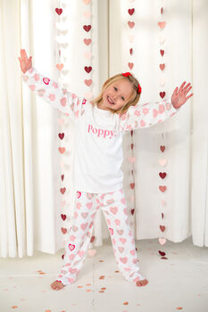 Valentines Embroidered Personalised Love Heart Pyjamas, 4 of 4