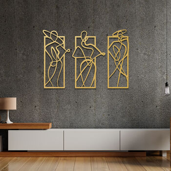 Contemporary Wooden Line Art Sculpture Gift Set For Any Room Office, 4 of 9