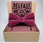 Velvet Bow Tie In Rose Pink, thumbnail 2 of 2