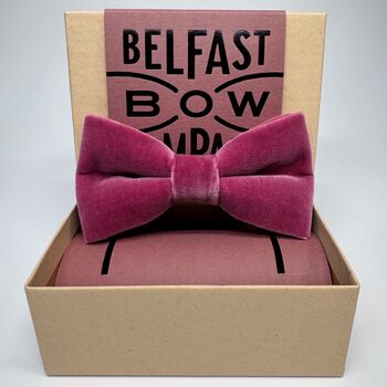 Velvet Bow Tie In Rose Pink, 2 of 2