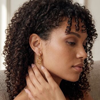 Oval Charm Hoop Earrings Gold, 4 of 10