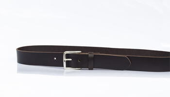Handmade Men's English Leather Dark Brown Belt 35mm Wide, 8 of 9